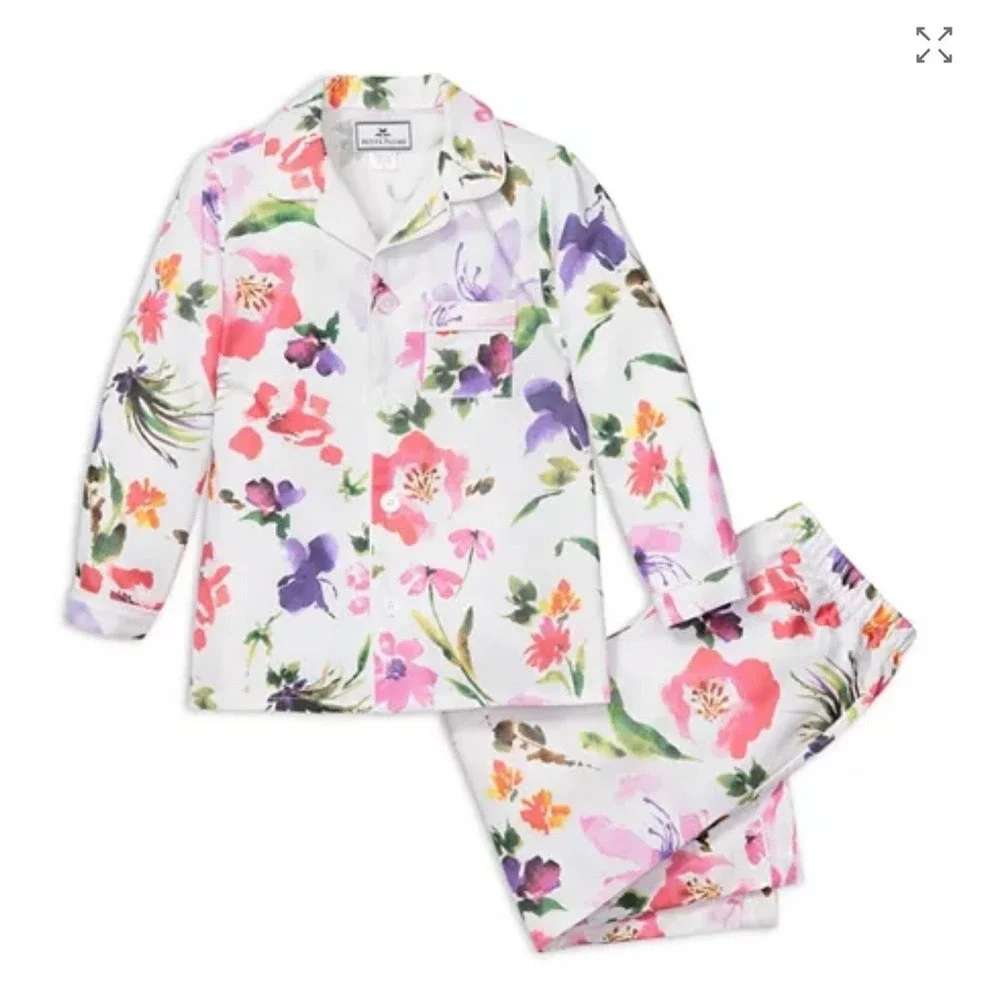 Petite Plume Gardens of Giverny Pajama Set Kids 2 Floral Watercolor SPJMCF102